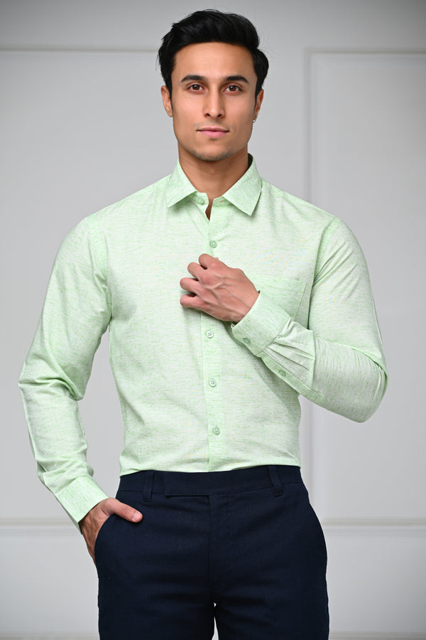 Light Green Slub Texture Formal Shirt