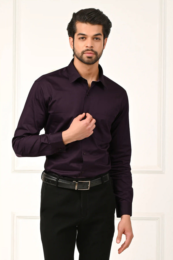 Dark Purple Semi-Formal Giza Cotton Shirt