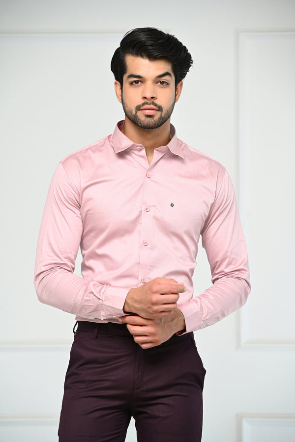 Pink Semi-Formal Giza Cotton Men Shirt