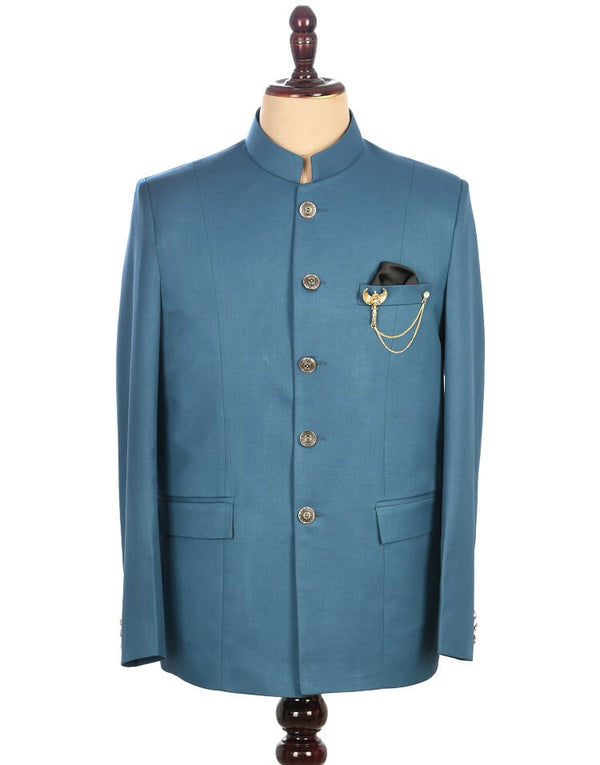 Teal Green Classic Bandhgala Suit