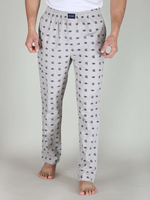 Grey Mask Printed Men Cotton Pajamas