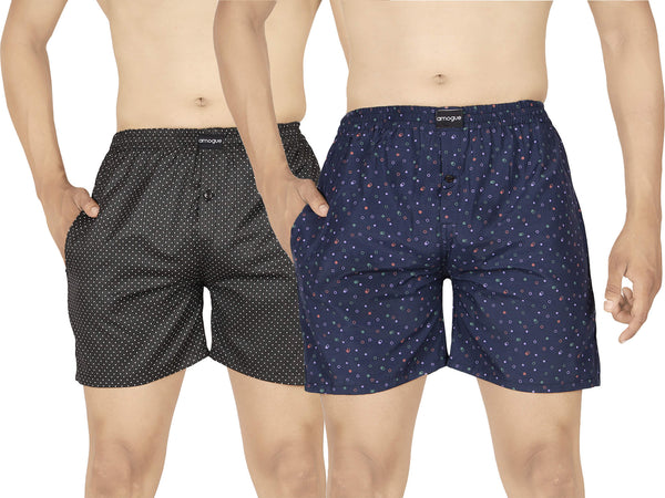 Black Dotted Blue Multicolor mens Boxers Combo | Amogue