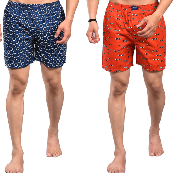 Blue Coin Red Eye Cotton Boxers Combo