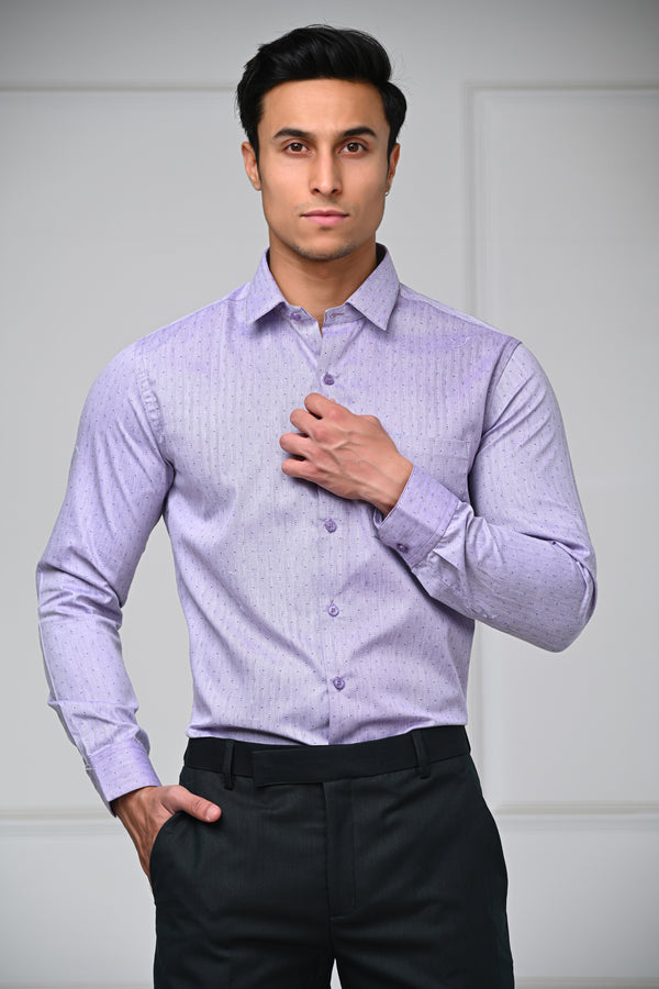 Light Purple Dotted Premium Formal Shirt