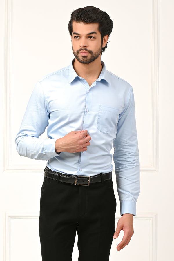Premium Sky Blue Cotton Suit Formal Shirts
