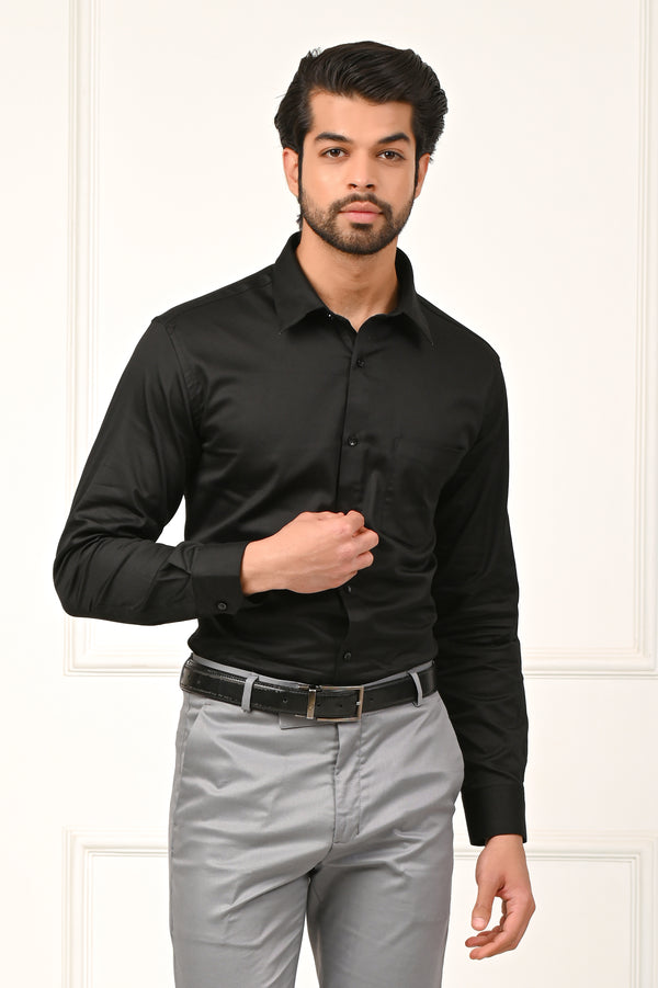 Premium Black Pure Cotton Formal Shirts