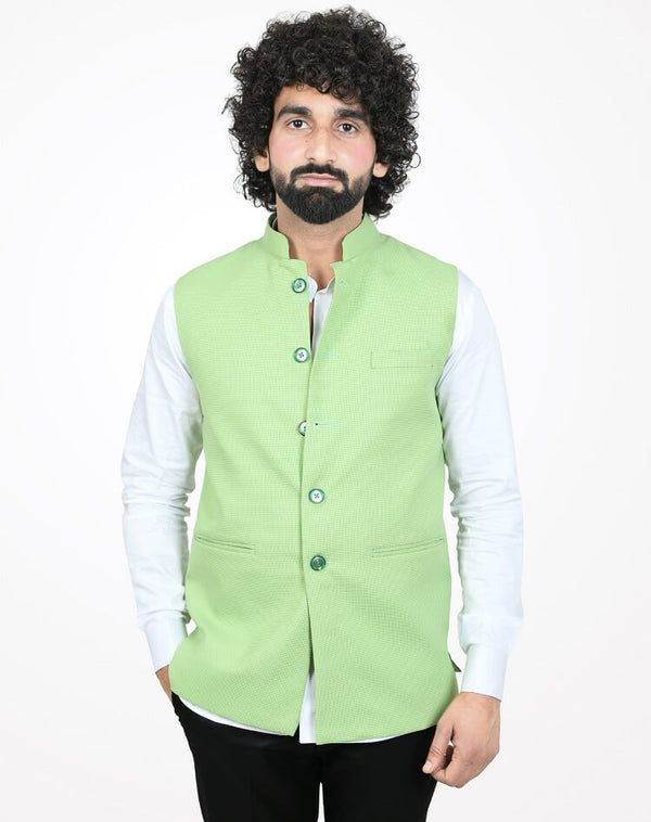 Green Self Nehru Jacket