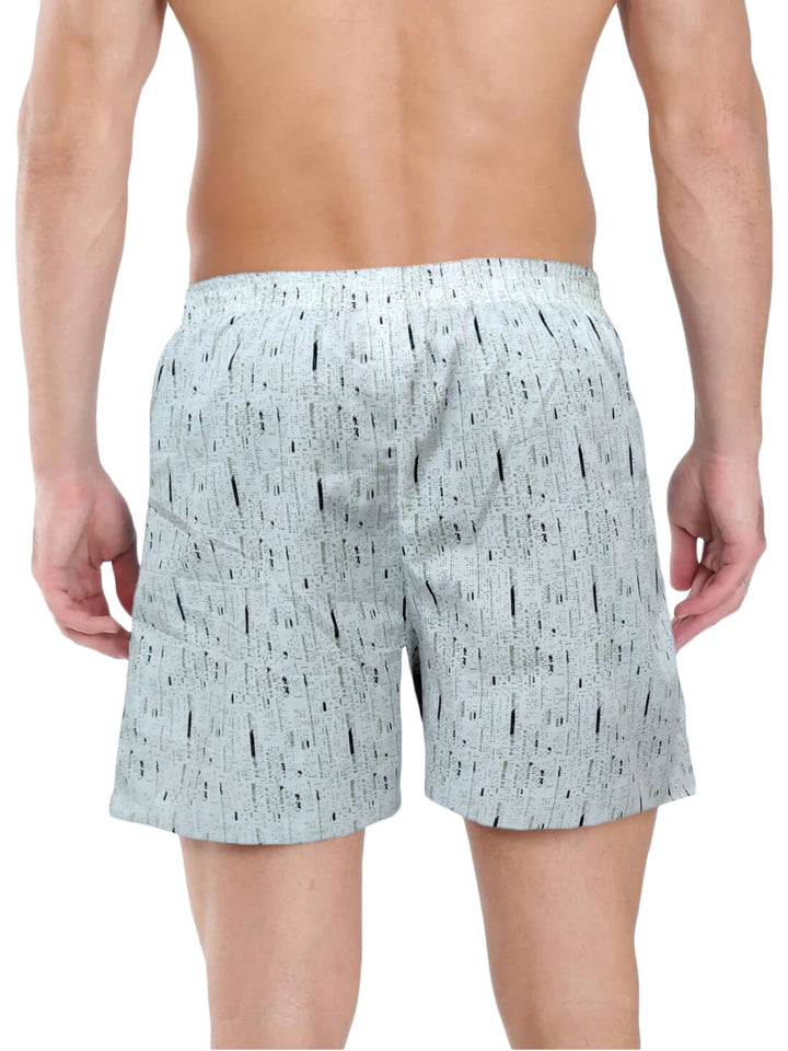 Back view of Off-White Printed Funky Mens Boxer | Amogue