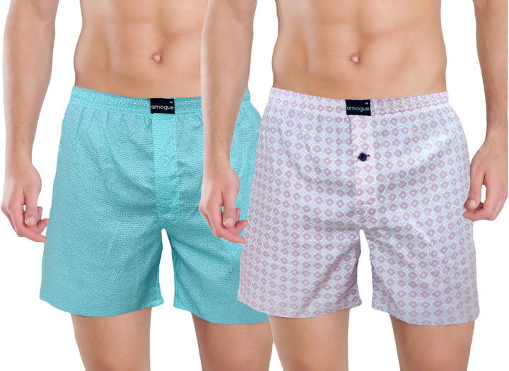 Teal & Pink Quirky Printed Boxers Combo For Men