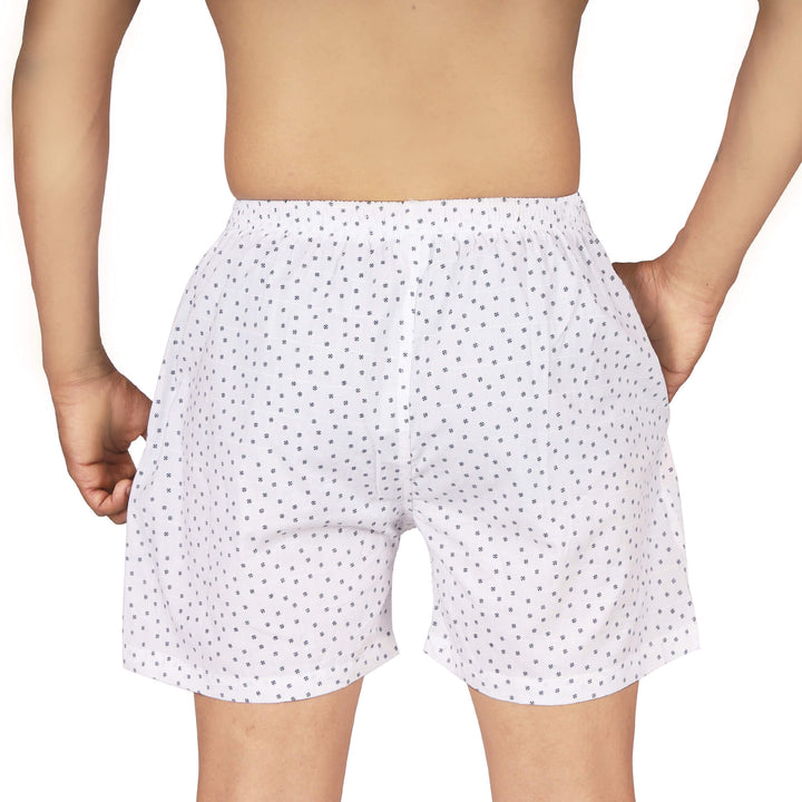 Back view of White dotted Printed Funky Boxer