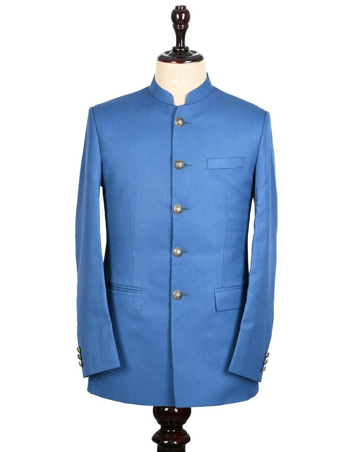 Blue Classic Bandhgala Suit For Men