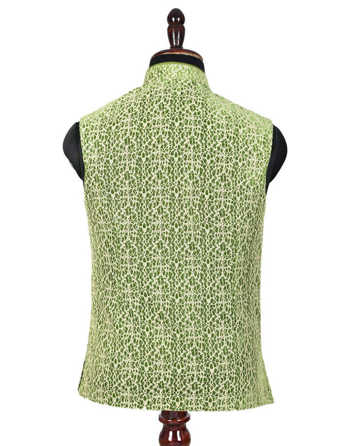 Back view of Green Velvet Partywear Nehru Mens Jacket | Amogue