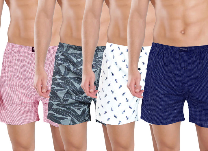 Pink Grey White Navy Boxers Combo