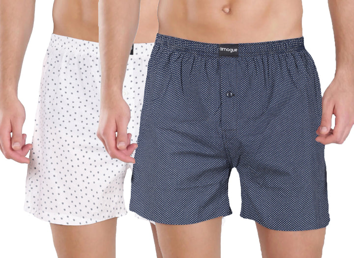 WhiteDotted & BlueDotted Printed Boxers Combo For Men