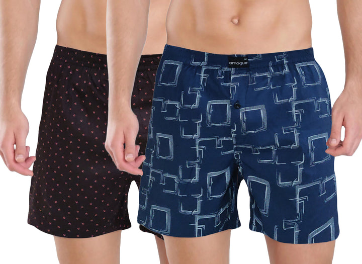 WineDotted BlueSquare 2 Mens Boxers Combo | Amogue
