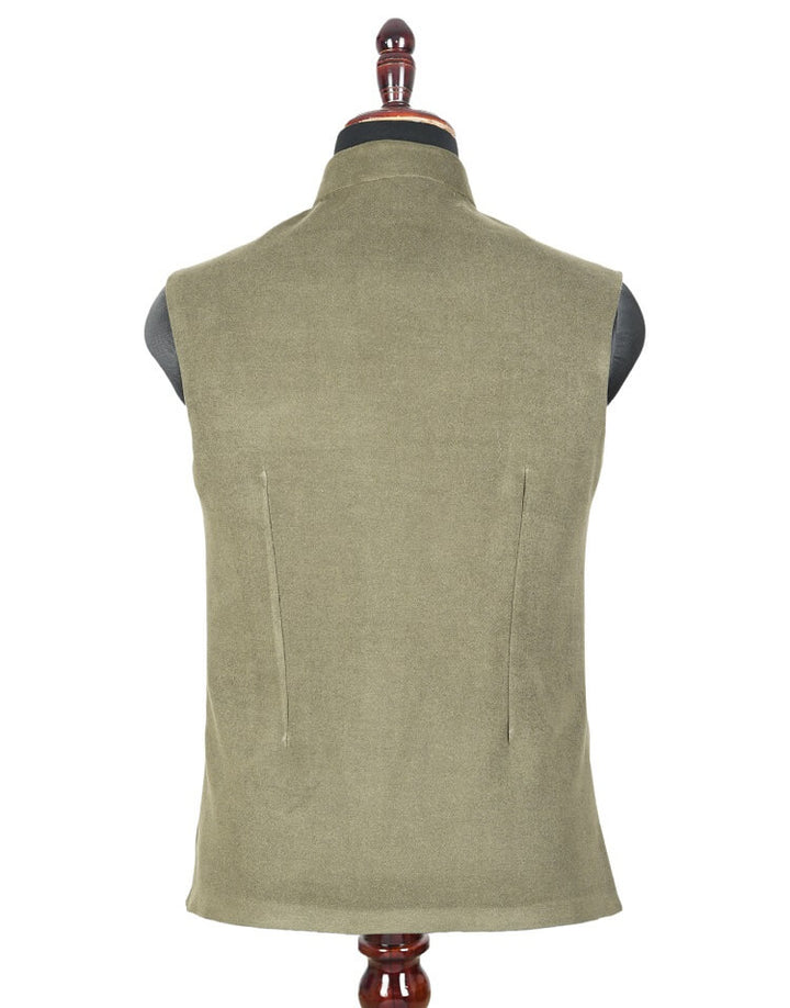 Back view of Olive Green Classic Mens Nehru Jacket | Amogue
