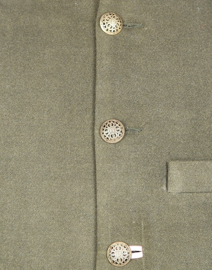 Close up view of Olive Green Classic Mens Nehru Jacket | Amogue