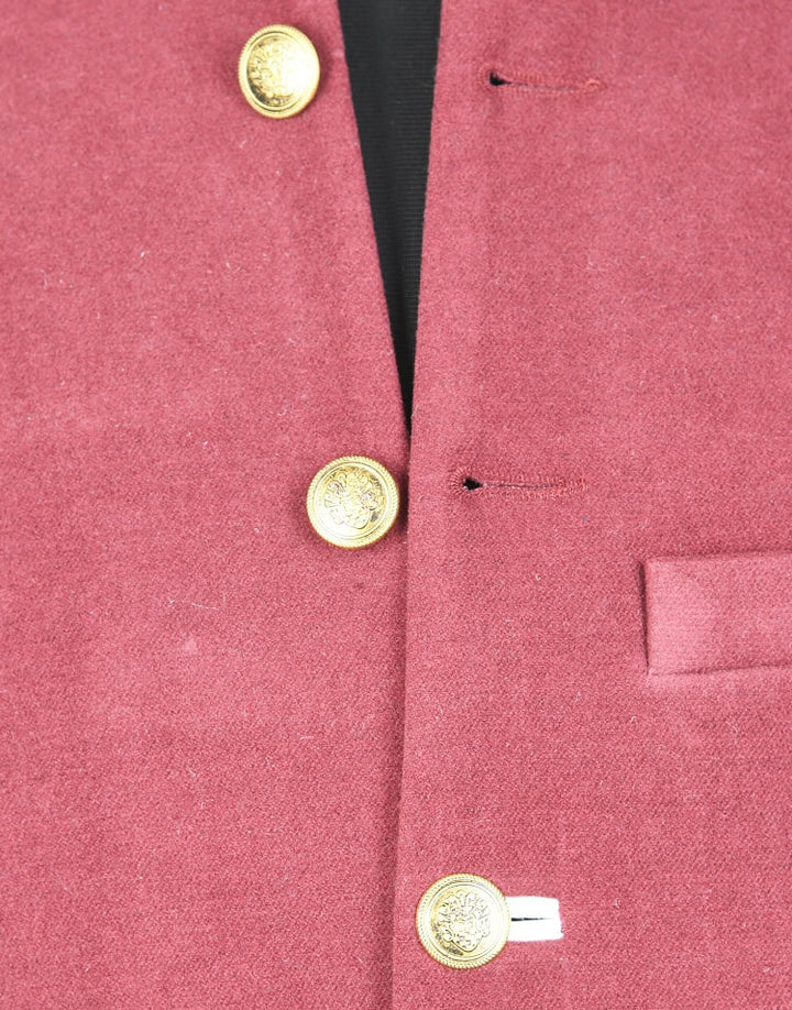 Close up view of Red Solid Nehru Mens Jacket | Amogue