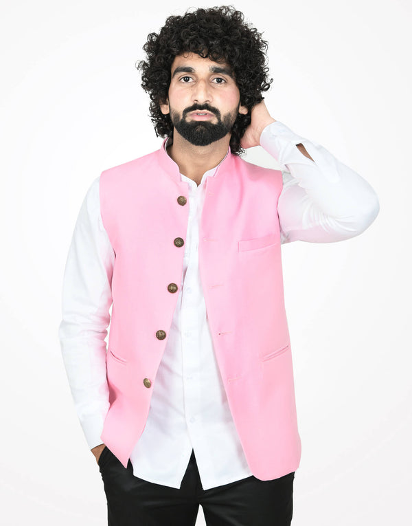 Pink Solid Mens Modi Jacket | Amogue
