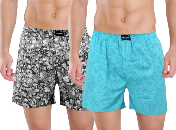 Black Camouflage Teal Blue Funky Printed Boxers Combo