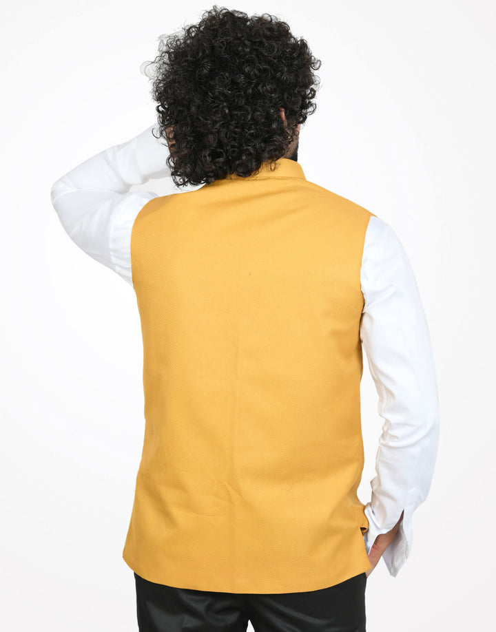 Back View of Mustard Solid Modi Jacket | Amogue