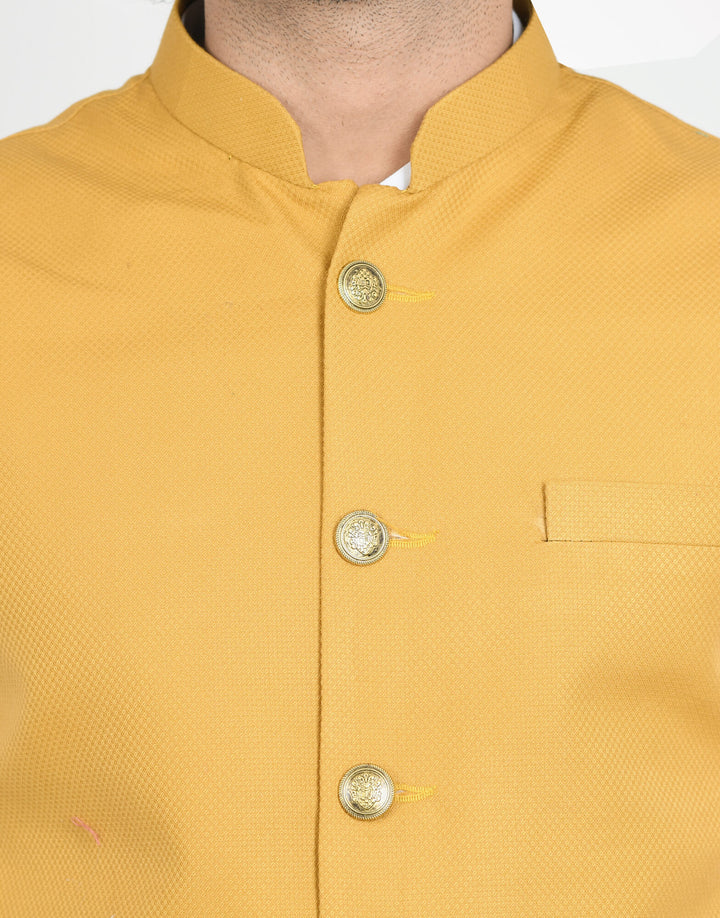 Close Up View of Mustard Solid Modi Jacket | Amogue