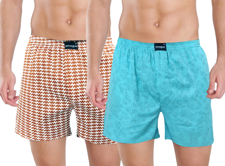 Teal Blue Funky Printed Boxers Combo