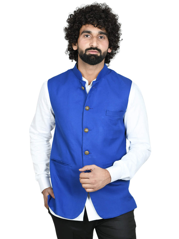 Royal Blue Solid Mens Modi Jacket | Amogue