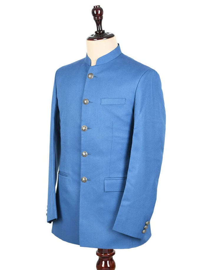 Side Image of Blue Classic Bandhgala Suit