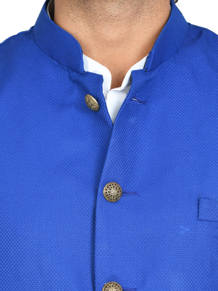 Close up view of Royal Blue Solid Mens Modi Jacket | Amogue