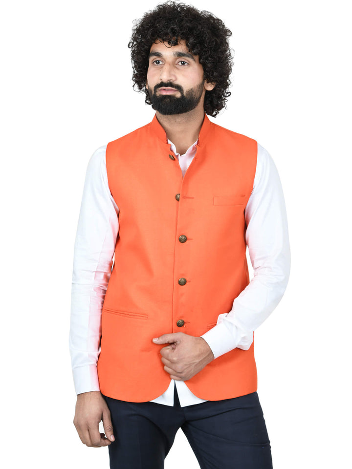 Orange Solid Modi Men Jacket | Amogue