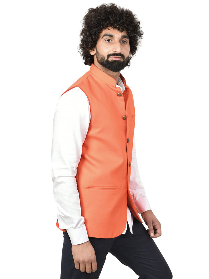 Side view of Orange Solid Modi Men Jacket | Amogue