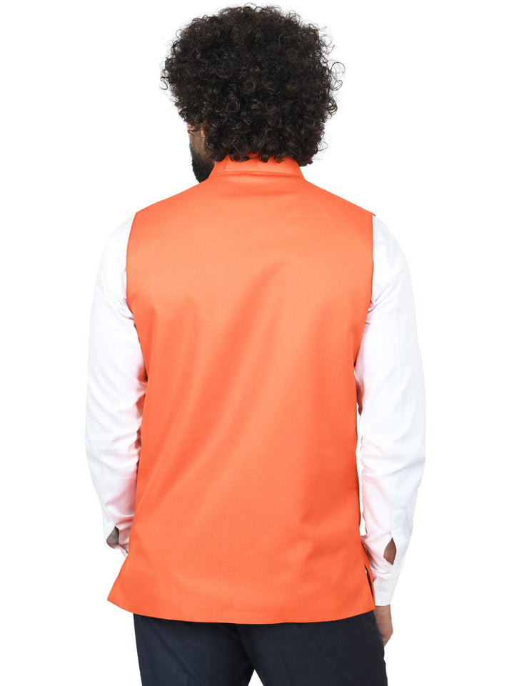 Back view of Orange Solid Modi Men Jacket | Amogue