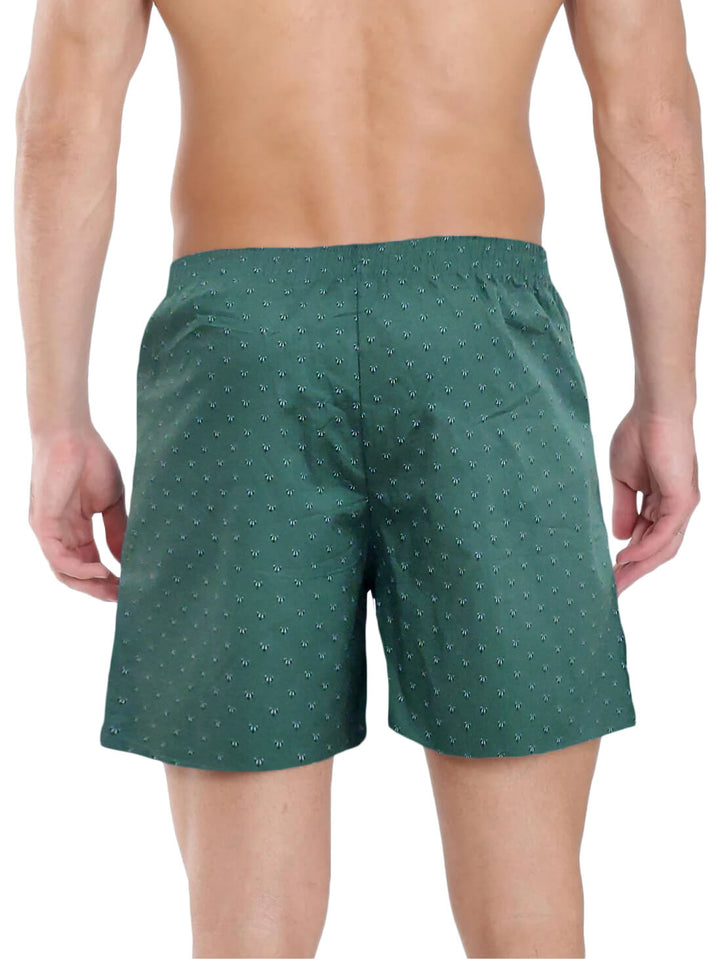 Back view of Olive Printed Funky Mens Boxer | Amogue