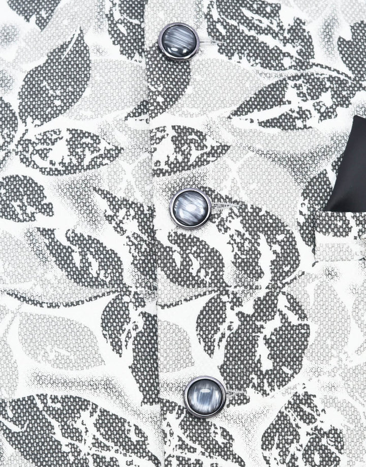 Glossy Button and Leaf print details