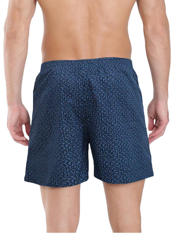 Back view of Navy Printed Funky Men Boxer | Amogue