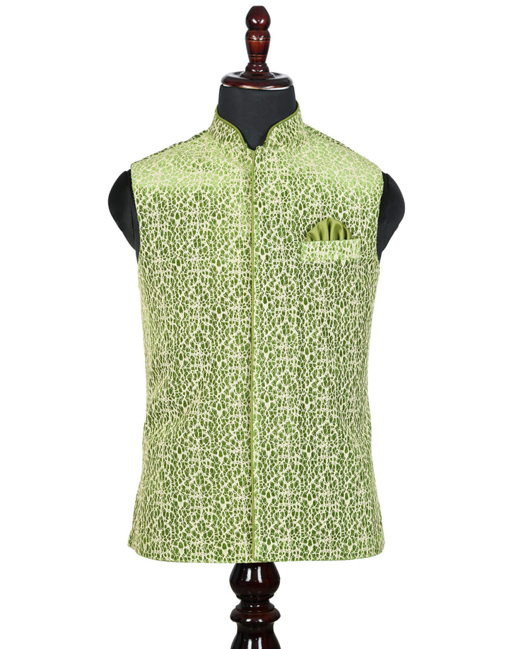 Green Velvet Partywear Nehru Mens Jacket | Amogue