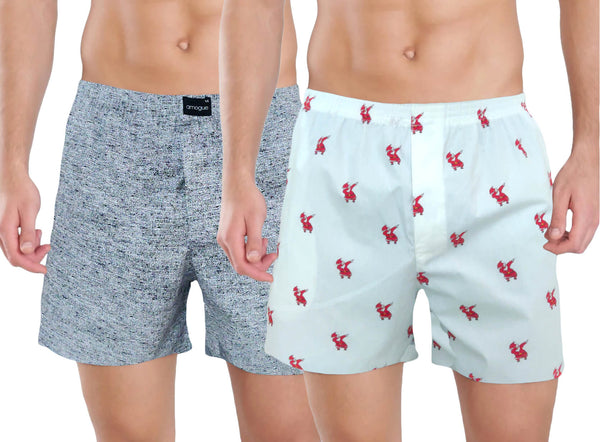Grey White Funky Printed Boxers Combo