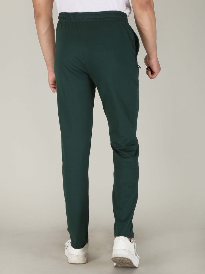 Dark Green Solid Pure Cotton Hosiery Pajamas for Men