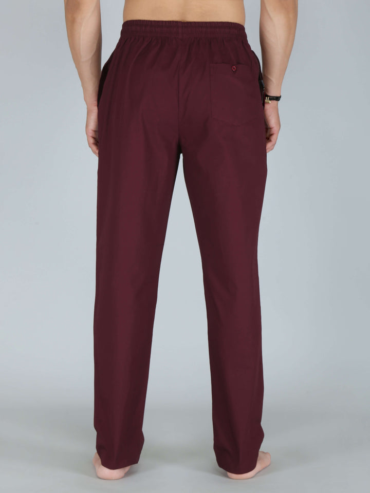 Solid Wine Pure Cotton Pajamas For Men