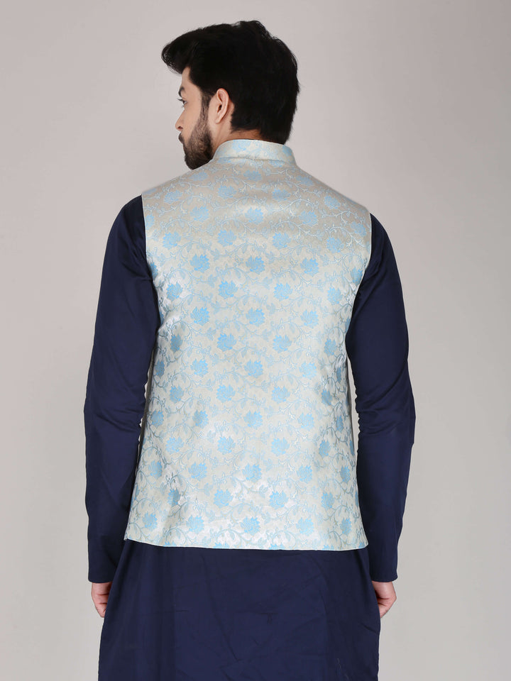 Jacquard Fabric Sky Flower Ethnic Jacket For Men
