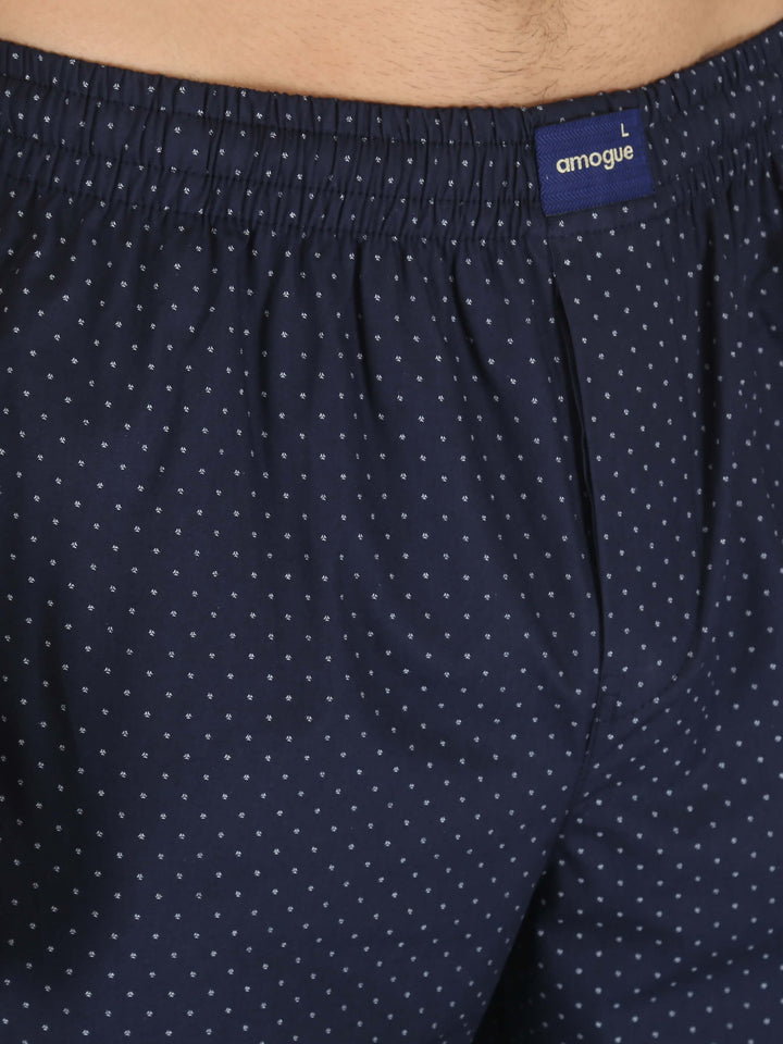 Navy Dot Printed Pure Cotton Pajamas For Men