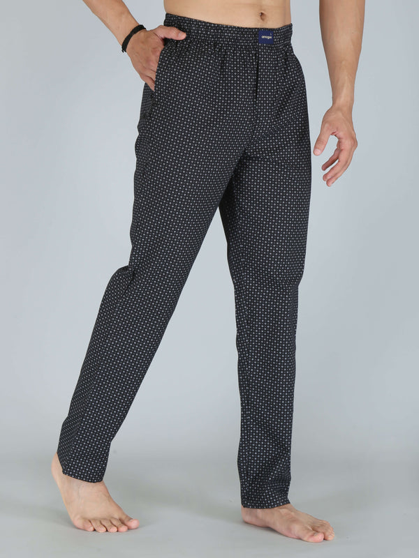 Black Dot Printed Pure Cotton Pajamas For Men
