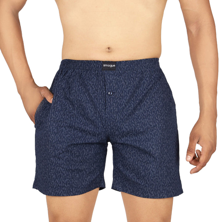 Navy Blue Printed Funky Boxer | Amogue