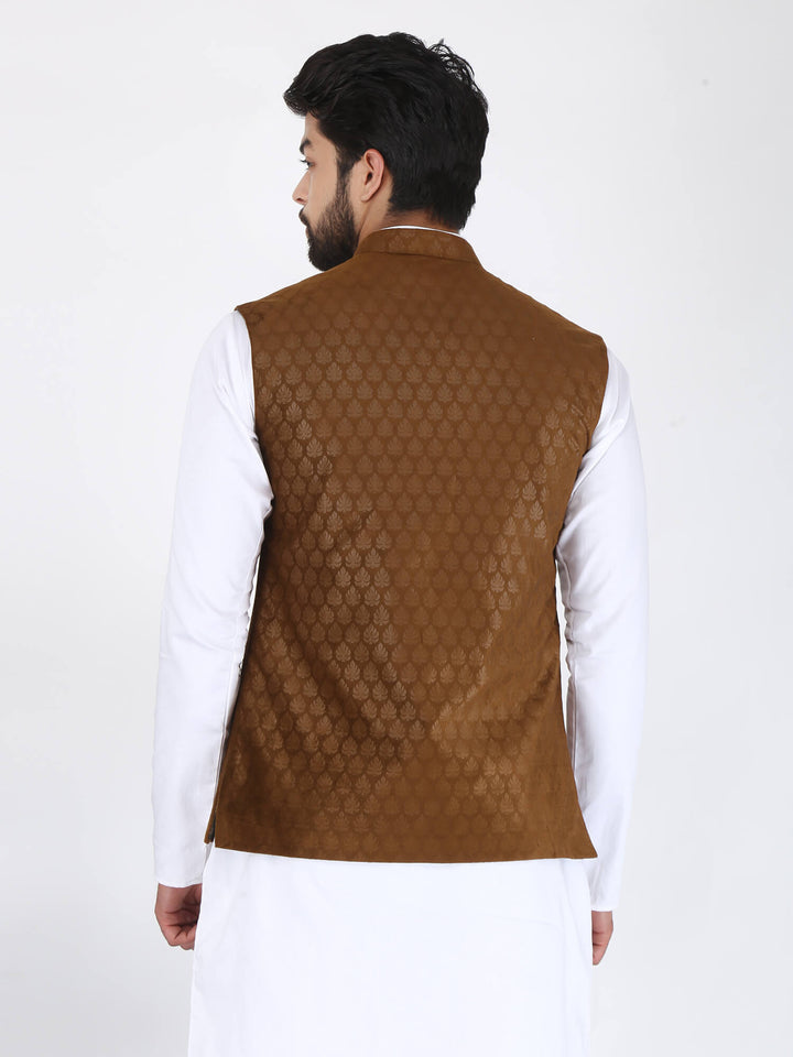 Back view of Golden Brown Ethnic Jacket | Amogue