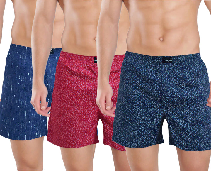 Navy Red & Blue Quirky Printed Boxers For Men