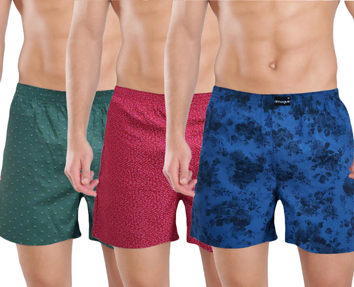 Colored printed boxers for men (Pack of 3)