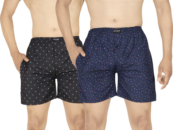 Black White Dotted Navy Multicolor Dotted Boxers Combo | Amogue
