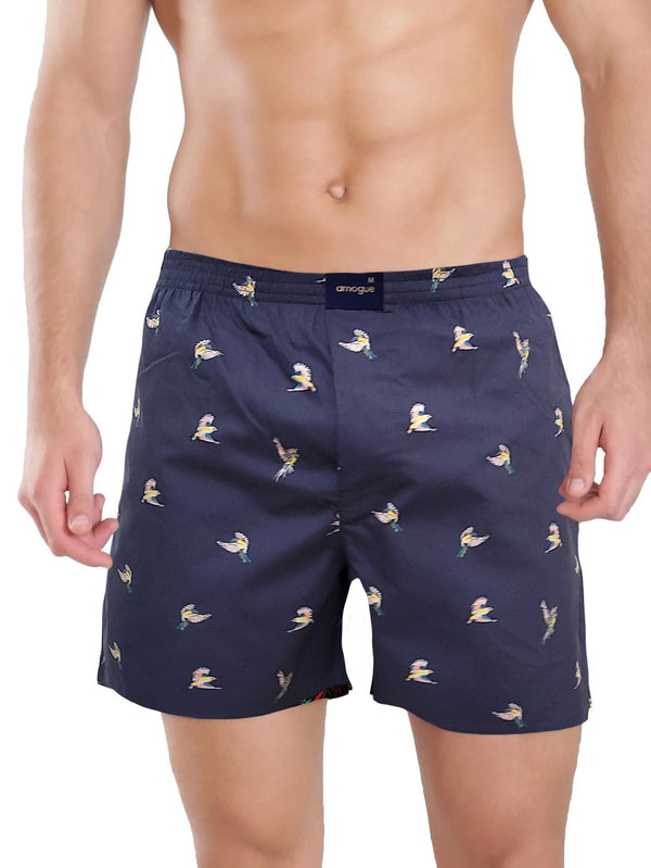 Blue Bird Printed Cotton Boxer Shorts For Men