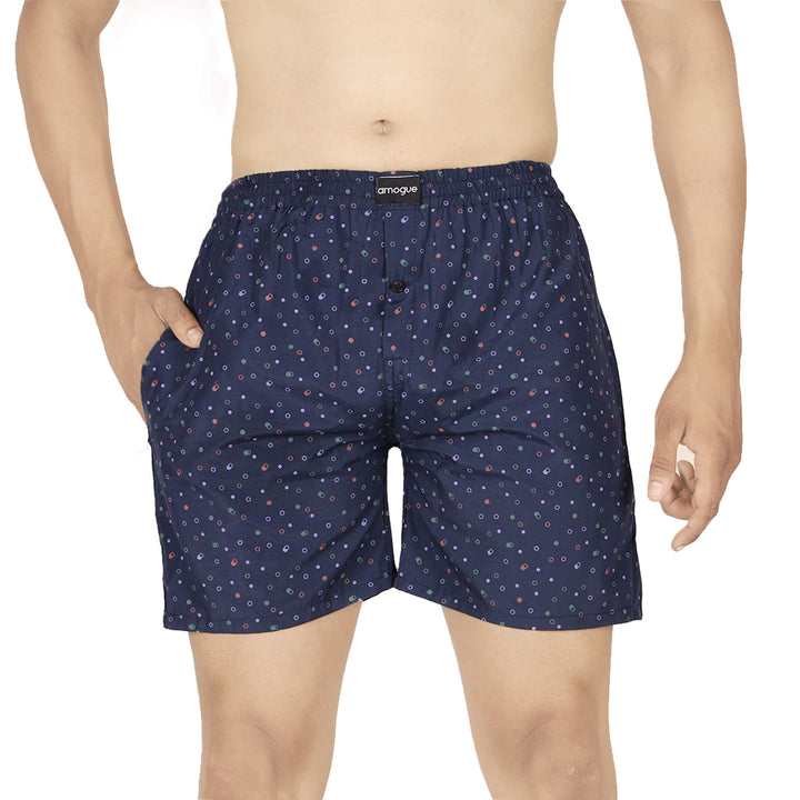 Navy Printed boxers for men